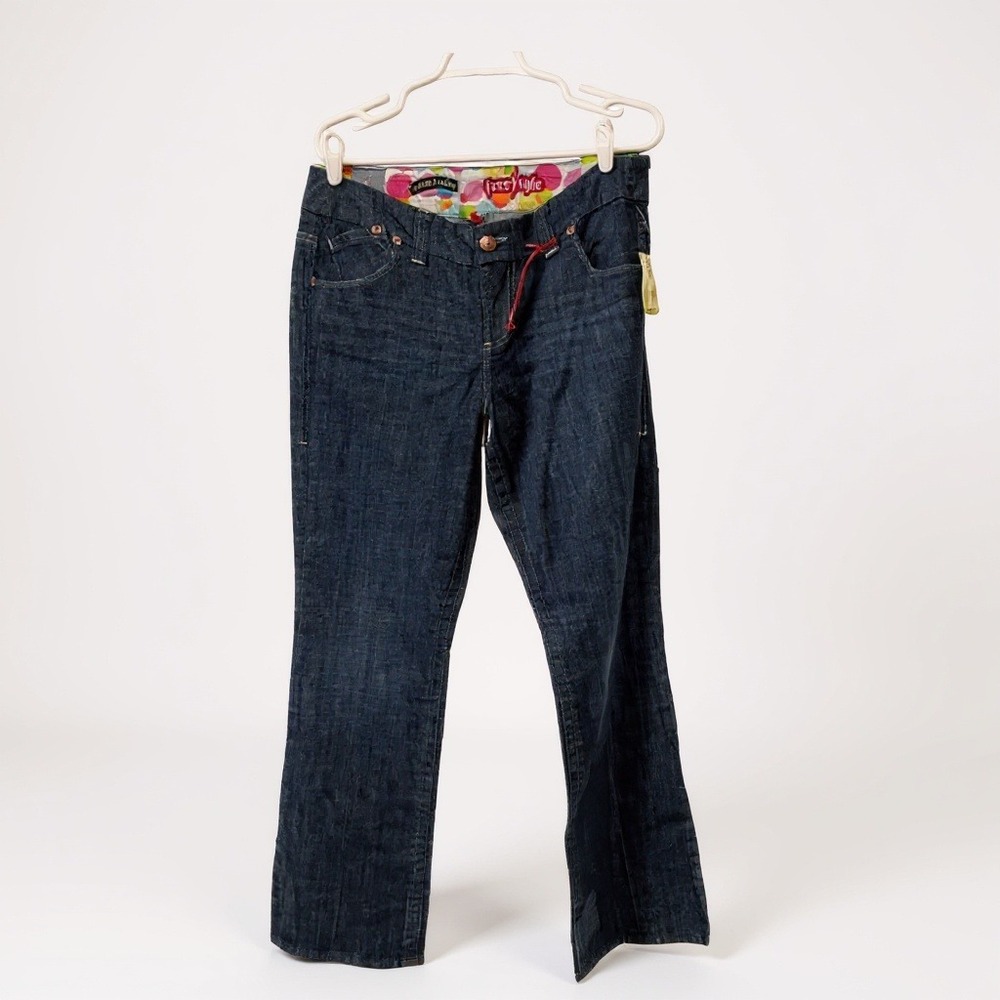 Freestyle Revolution Jeans Y2K Dark Wash‎ Embroidered Pockets Size 12XT NWT